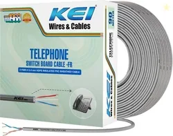 KEI Telephone Cable, 2PX0.4mm ,99.97% Pure Copper Conductor FR PVC Insulated 0.4 sq/mm Grey 90 m Wire Grey