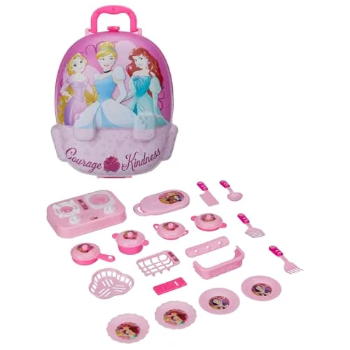 Amazon Brand - Jam & Honey Princess-Themed Kitchen Set in Backpack | Pretend Play Cooking Toy Kit for Kids | Portable, Educational & BIS Certified