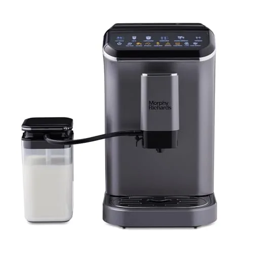 Morphy Richards Café Artisan Fully Automatic Coffee Machine|Grind To Brew|20 Bar Pressure|7-in-1 Coffee Maker Including Espresso,Cappuccino & Latte|Touch Display|2-Yr Warranty|Titanium