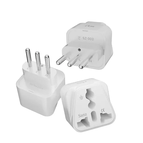 rts Universal Travel Plug Adapter Converter for India to Italy Chile Uruguay Ethiopia Libya Rome Syria Tunisia Travel Essentials 3 Pack for Cell Phones Laptops Camera Chargers iPhone Tablets & More