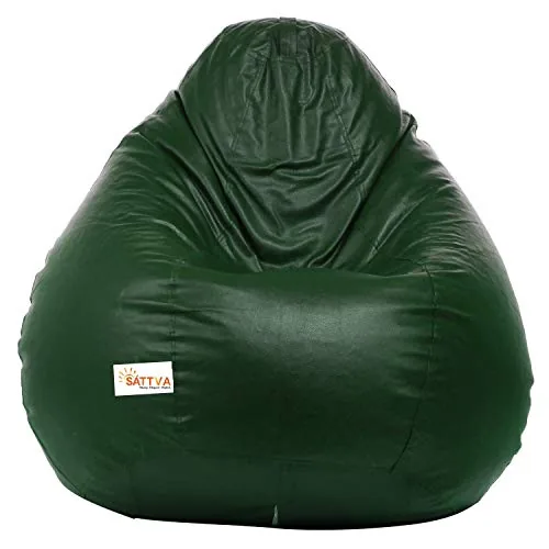 Sattva Classic Leatherette Bean Bag Cover (Without Beans) XXL Size - Dark Green