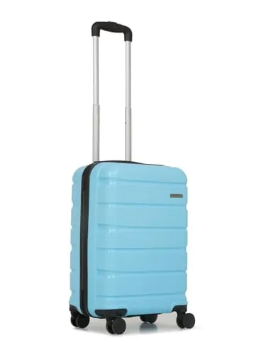 TEAKWOOD LEATHERS Unisex 8 Wheels Trolley Bag, Hard Cabin with Zipper Closure, Adjustable Push Button & Cross Side Strap, Lock System 360 Degree (55 CM, Sky Blue)