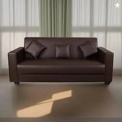 gnanitha Leatherette 3 Seater  Sofa (Finish Color - BROWN, DIY(Do-It-Yourself))