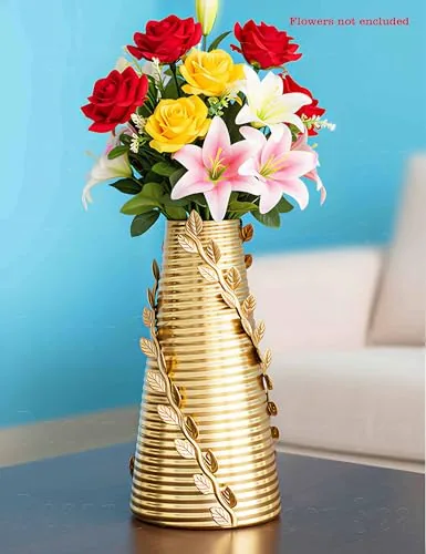 Decor Sea Flower Vase for Living Room | Gold Minimalist Table Metal Vase for Bedroom, Dining Table & Office Decor | Home Decoration