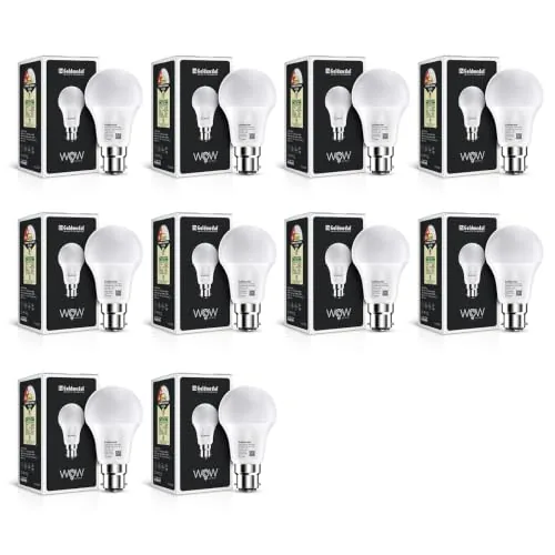 Goldmedal WOW 9W B22 Base LED Bulb For Home & Office | 230 Degree Light Coverage | 4kV Surge Protection | High Voltage Protection | Energy Efficient | Cool Daylight (6500K) | Pack of 10
