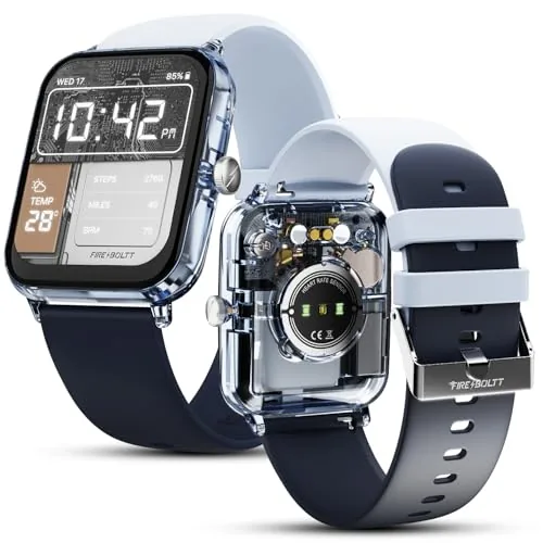 Fire-Boltt Ninja Phantom Smart Watch 1.83” Display, Transparent Clear Body Design, Bluetooth Calling, 120+ Sports Modes, Voice Assistant, AI Outfit Watch Face Smartwatch for Men & Women Stealth Navy