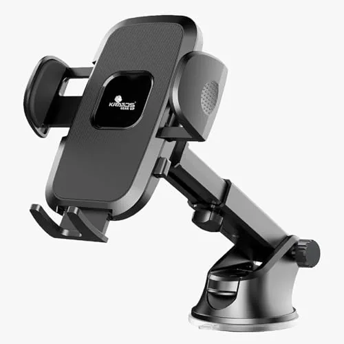 Kratos Grip X3 Premium Mobile Holder for Car with Back Button Unlocking Mechanism, Strong Suction Cup, 360° Rotatable,Car Mobile Holder for Wildshield and Dashboard, Compatible with 4 to 7" Smartphone