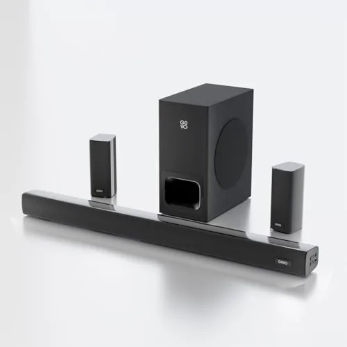 Govo Gosurround 945 Pro Home Theatre Soundbar, 260W, 5.1 Channel, with Subwoofer and Satellite Speakers, Bluetooth 5.3, HDMI ARC, AUX, USB (Platinum Black)