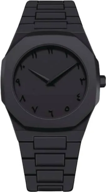 SABR Modern Arabic Numeral Watch with Polycarbonate Band, Octagonal Case, for Men Black Minimalist Watch with Arabic Numerals Modern Wrist Watch Analo