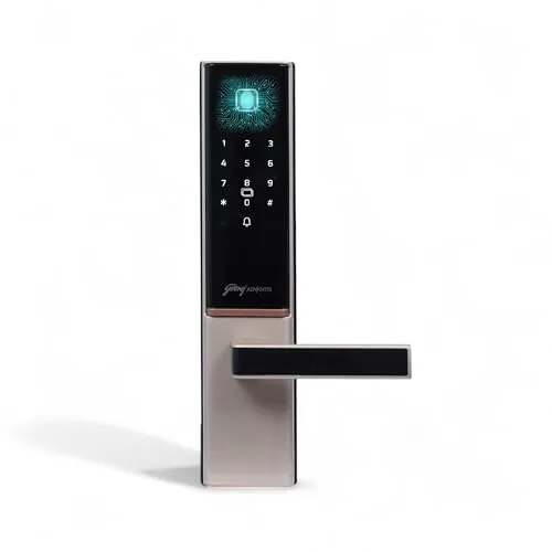 Godrej Smart Lock | The Only 7 in 1 NFC Digital Lock with Scheduled Biometric Access | VDP Compatible | Wooden Door in Home & Offices | Vegas Gold | 3 Yrs Warranty | Made in India