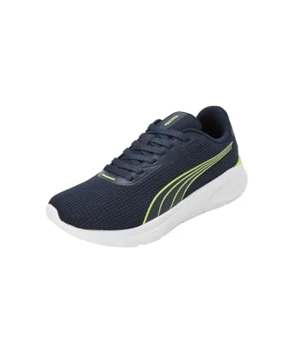 PUMA Men, Exoteric, Club Navy-Lime Smash-White, Running Shoe, 11UK, (31112803)