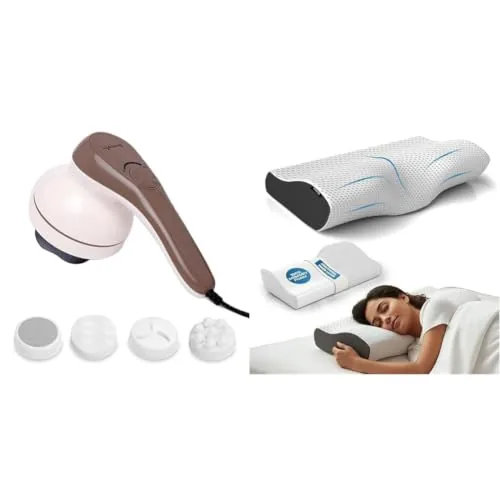 Lifelong LLM270 Powerful Handheld Electric Manipol Massager + Cervical Pillow for Neck Pain (Combo Pack of 2)
