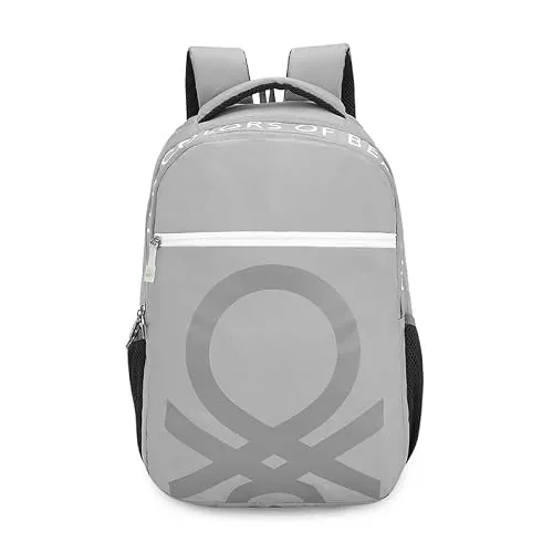 United Colors Of Benetton Noble Polyester 23L 4 Compartment Laptop Backpack For Unisex - Grey