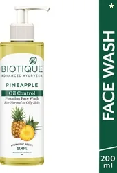 BIOTIQUE Pineapple Oil Control Foaming Excess Oil Removal Evens Skin Tone for |Skin Type Face Wash 200 ml