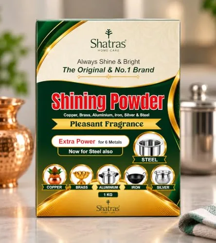Shatras Pitambari Powder for Brass, Copper & Metal Cleaning | Removes Tarnish, Blackness & Stains | Restores Shine | Easy to Use | For Utensils, Pooja Items & Household Metals-1Kg