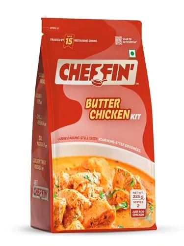 Cheffin Butter Chicken Masala Kit, 285g |Complete Curry in 3 Easy Step| 100% Natural, No Preservatives | Ready in 5 Min| Serves 2-3