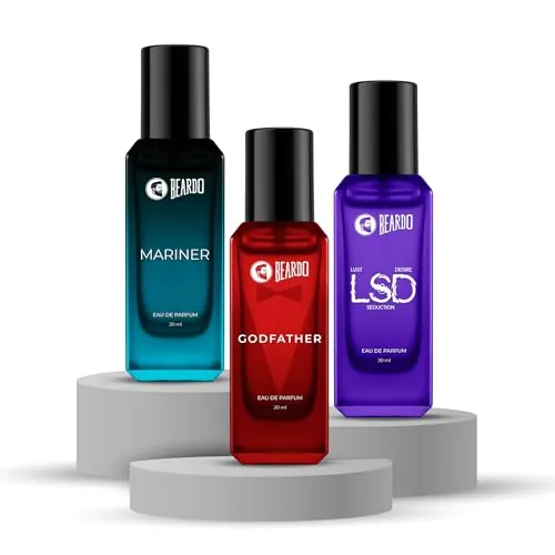 Beardo Intense Blend Trio- LSD,Mariner & GodFather Perfume for Men (20ml x 3) | Long Lasting Fragrance | Long Lasting Perfume for Men | Gift for Men | Gift for Friend