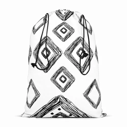ArtzFolio Geometric Art D1 | Reusable Sack Bag | Bag for Gym, Storage, Vegetable & Travel | Velvet Fabric | Medium; 12 x 16 inch