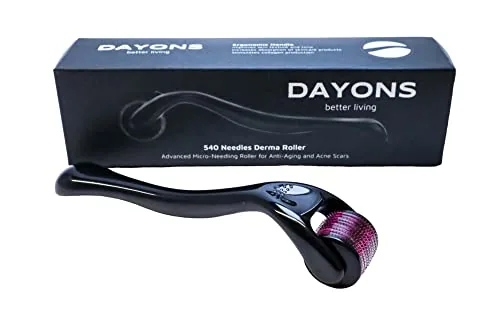 Dayons 0.25mm Derma Roller, Tool for Face, Beard, Hair Regrowth & Skin Care – Includes Storage Case – Reduces Acne Scars, Wrinkles & Stretch Marks, 540 needles