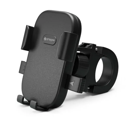 STRIFF UltraMount Bike Mobile Holder with Push Button Release, Adjustable Height, 360° Rotation, One-Hand Lock, Anti-Shake Secure Handlebar Mount for Motorcycle, Bicycle & All Smartphones