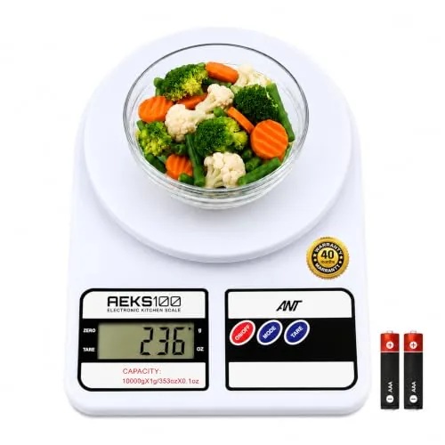 Ant Esports AEKS100 Kitchen Weighing Machine/Food Scale for Health, Fitness, Shop,Home Baking & Cooking with Large LCD Display,Tare Function, OverLoad Indicator, Weigh Up to 10Kgs, 30 Months Warranty
