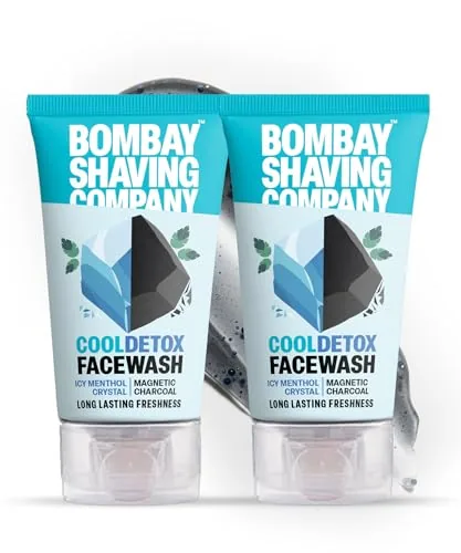 Bombay Shaving Company Cool Detox Face Wash Combo 2 x 100g | Charcoal Deep Clean & Menthol Cooling | Removes Dirt, Oil & Pollution | Long-Lasting Freshness | Value Pack