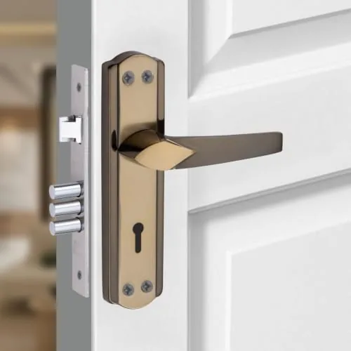 Milton Mortise Lock Set - Mhi-Tilak Black.Gold