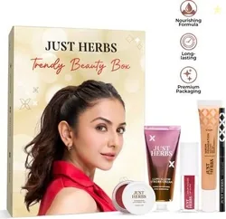 Just Herbs Trendy MakeUp Kit with Kajal, Lip Gloss, Cheek & Tint, Foundation, Strobe Cream (Pack of 5)