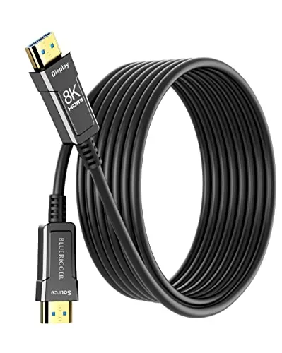 BlueRigger 8K HDMI 2.1 Fiber Optic Cable, Ultra HD, High Speed Cable/AOC Support 48 Gbps@60 Hz, 4K@120Hz, eARC, Dynamic HDR, HDCP 2.2|2.3, Compactible with Dolby Vision, PS4(50 Feet/15 Meter)
