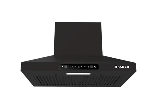 Faber Pluto 60 cm 1000 m³/hr Wall Mounted Kitchen Chimney | Baffle Filter | Touch Control | LED Lights | 1 Year Comprehensive Warranty and 12 Years on Motor | Black | HOOD PLUTO SENSOR TC BF BK IN 60