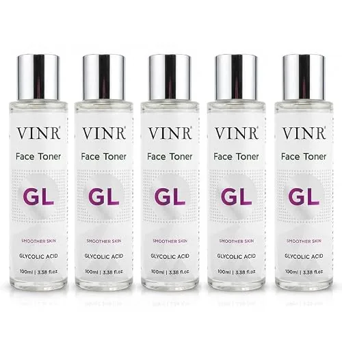VINR 7% Glycolic Acid Toner For Glowing Skin with 2% Niacinamide & 0.5% Hylauronic Acid |Dull & Uneven Texture, Pores & Blackheads | Hydrating Daily Face Toner for Women & Men | All Skin Types - 500ml(Pack of 5)