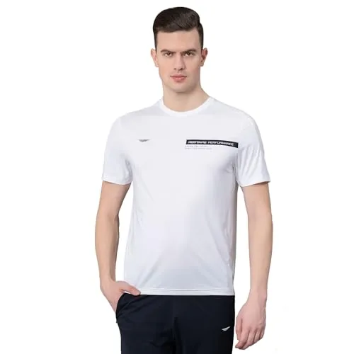 Red Tape Printed White Activewear T-Shirt for Men | Anti Microbial | High Stretch | Quick Dry - RHP1075M-M