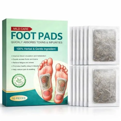 Detox Foot Patches Overnight Bamboo Vinegar, Herbal Detox Foot Pads with Ginger, Foot Detox Pads for Sleep & Relaxation, Acupoint Foot Patches for Stress Relief, Natural Foot Care for Men & Women