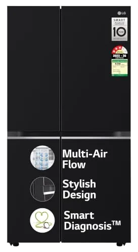 LG 655 L, 3 Star, Frost Free Smart Inverter Double Door Side by Side Refrigerator (GL-B257HWBY, Western Black, Express Freezing | Multi Air-Flow)