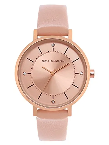 French Connection Leather Analog Rose Gold Dial Women's Watch-Fcn00010A