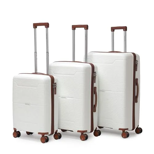 VLITE Columbia Set of 3 (S+M+L) Lightweight Polypropylene Suitcase | Anti-Theft Double Zipper | Built-in Number Lock | Spacious & Durable Luggage | 3-Year Warranty