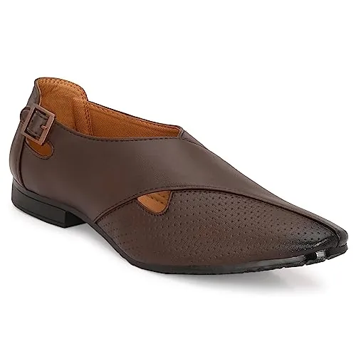 Stylelure Ethnic Premium Leather Black Formal Peshawari Sandals|Summer|Trendy Slip-On Outdoors for Men (Black)-8