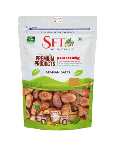 SFT Premium Natural Arabian Dates 1 Kg Pouch | Khajur, Khajoor | Dry Fruits | Dates in Fresh | Healthy Snacks | Rich in Fibre | No Added Sugar