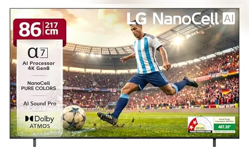 LG 217 cm (86 Inches) 85A AI Series 4K Ultra HD (3840 x 2160) Smart Nano Cell TV 86NANO85A6A 2025