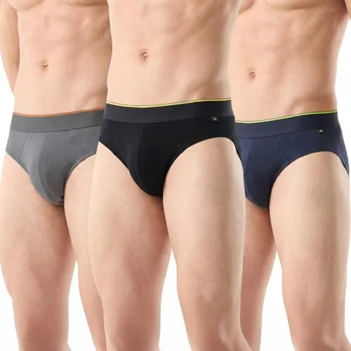 Boldfit Underwear for Men Combo 3 Super Combed Cotton Briefs Underwear for Man Adjustable Stretch Fabric for Comfortable All Day Inner for Men Anti Bacterial Solid Briefs 3 Multicolor XL