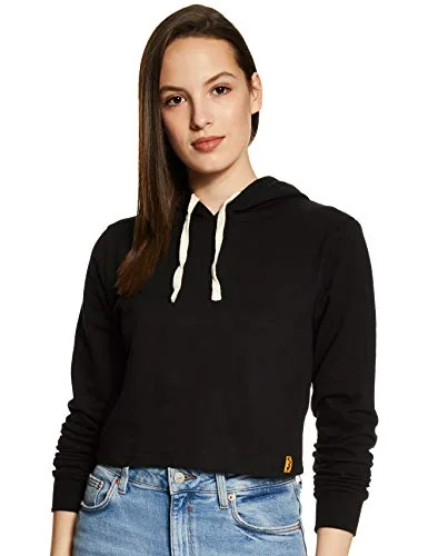 PINACOLADA Black Womens Crop Hoodie (AW15_HCR_W_PLN_BL_S)