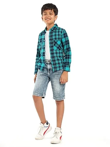 LILPICKS Boys Full Sleeves Regular Wear Checked Casual Shirt (Multi Green) (8-9Y)