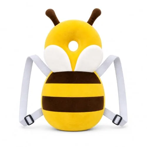 GLUN® Baby Cute Honey Bee Soft Cushioning Fall Protector Backpack Pack of 1 Yellow & Black Colour, Adjustable Shoulder Belt, Head Protection Back for 6-12 Month Toddler Babies