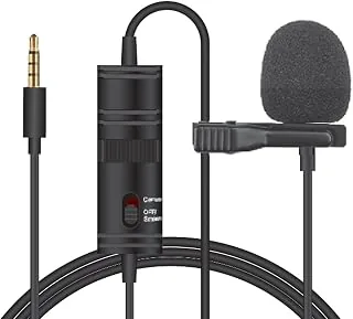 T-M1 Auxiliary Omnidirectional Lavalier Clip On Collar Microphone for Mobile Phone, Camera with 6M Audio Cable, 3.5 MM TRRS Plug and 6.35 MM Adapter (
