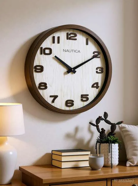 NAUTICA Analog 30 cm X 30 cm Wall Clock (Brown, With Glass, DIY C...more
