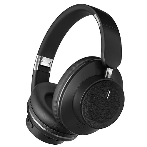 COREGENIX H9 Over Ear Headphones with Active Noice Cancelation (50dB), Upto 50 Hrs Playtime, Fast Charging, in-Built ENC Mic, 40mm Titanium Bass Drivers, Super Soft Cushion, AUX in, Foldable Design