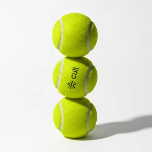 CULT Tennis Cricket Balls Pack of 3 – Green Practice & Training Balls for Men, Women & Kids Durable Rubber Core, Soft Felt Cover, High Bounce, All Court Play Beginners & Intermediate Players