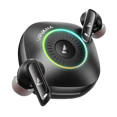 boAt 2026 Launch Nirvana Crown, SONIC ARC, LEDs, Haptic Feedback,50dB Hybrid ANC,Spatial Audio, 6 Mic ENx, App Support, v6.0 Bluetooth Earbuds, TWS Ear Buds Wireless Earphones with mic (Gunmetal Grey)
