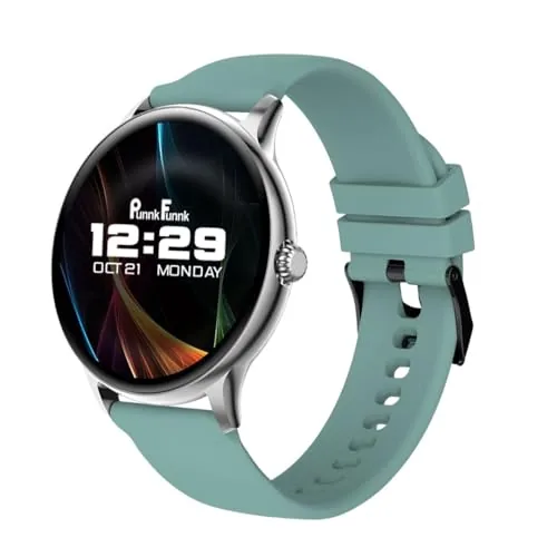 PunnkFunnk Glavito Round Dial Smartwatch 1.49" AMOLED Display, 100+ Sports Modes, IP67, Health Tracking, Bluetooth Calling, Functional Crown Control, 100+ Watch Faces for Men & Women (Light Green)