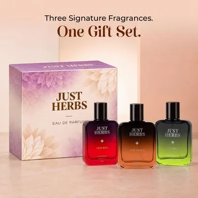 Just Herbs Pure Fragrances Intense Oud Trio Perfume Set of 3 - 50ML Eau de Parfum  -  150 ml (For Men & Women)